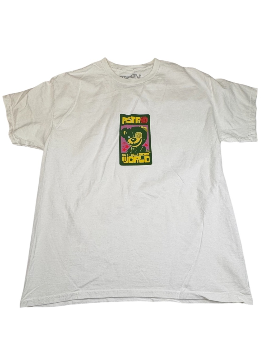 NWOT Travis Scott Astroworld Festival 2021 Bear Graphic T-Shirt Men Medium White